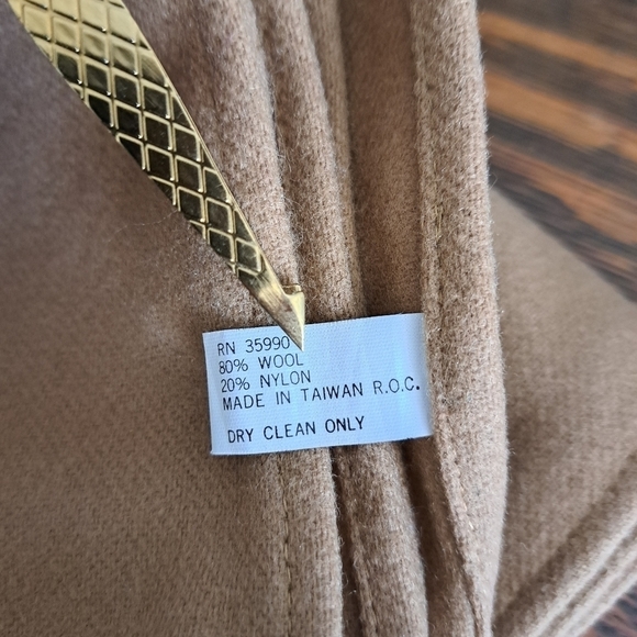 VTG EVAN PICONE Wool blend Scarf muffler camel tan brown short fringe Neutral - Picture 6 of 6